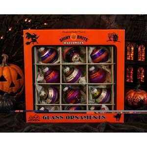Christopher Radko Shiny Brite Halloween Glass Ornaments 12 Pc 2013 Deadstock NIB